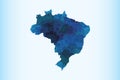 Brazil watercolor map vector illustration in dark blue color on light background using paint brush on paper