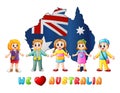 Australia Day National Flag map children love country