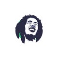 Bob Marley famous legendary reggae singer face in vector illustration isolated