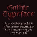 Gothic font alphabet font. Blackletter fracture letters symbols and numbers. Royalty Free Stock Photo