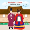 Wedding couple with hanbok clothes