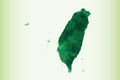 Taiwan watercolor map vector illustration of green color on light background using paint brush in paper page