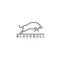 Bull line art outline monoline linear logo vector icon