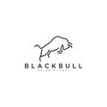 Bull line art outline monoline linear logo vector icon