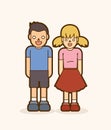 Children Little boy and girl standing together graphic