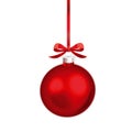 Christmas ornament with red ribbon. Vector Illustration. - Illustration Royalty Free Stock Photo