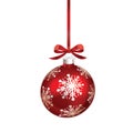 Christmas ornament with red ribbon. Vector Illustration. - Vector Royalty Free Stock Photo