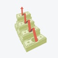 Vector illustration of rising money charts. - Illustration