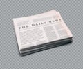 Vector realistic newspaper with empty space to add your own text and pictures on transparent background. - Vector Royalty Free Stock Photo