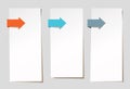 Vector paper sheets of note papers with arrows. Three steps. - Illustration Royalty Free Stock Photo