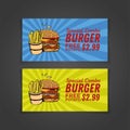 Fastfood banner design with handrawn illustration