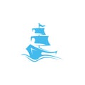 Ship logo vector art. Shop logo template