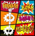 Comic Vector - Comic speech bubble set with text BOOM.BANK.BAMM.KA-PAW Vector cartoon explosions with different emotions isolated Royalty Free Stock Photo