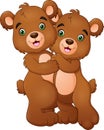 Cartoon bear couple hugging