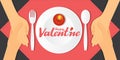 Valentines day romantic candle dinner with lovely couple vector illustration Royalty Free Stock Photo