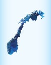 Norway watercolor map vector illustration of blue color on light background using paint brush in paper page