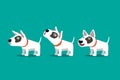 Set of vector cartoon character bull terrier dog poses