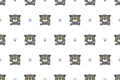 Vector cartoon character grey cat seamless pattern