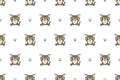 Vector cartoon character grey tabby cat seamless pattern