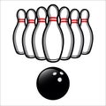 PrintBowling Ball and Bowling Pins Illustration Vector. Easy To Edit