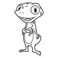 Gecko / Lizard / Chameleon Illustration for Children and Kids Coloring Book in Cartoon Style - Vector