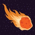 Flame meteor, asteroid, meteor rain fall vector illustration in cartoon style. Royalty Free Stock Photo