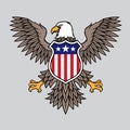 American Eagle with Stars and Stripes Shield / Badge / Emblem Vector Illustration Royalty Free Stock Photo