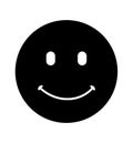 Smiley black icon happy face vector flat isolated on white Royalty Free Stock Photo
