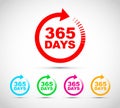 Three hundred and sixty five days a year icon set