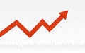 Abstract financial chart with red downtrend line graph arrow and numbers in stock market on gradient white color Royalty Free Stock Photo