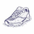 Hand drawn sneakers on white background. Run Concept. Vector illustration Royalty Free Stock Photo