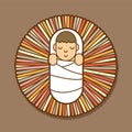 Jesus born in a manger cartoon graphic vector