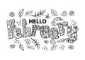 Hello February hand lettering