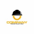 Vector company logo element template of Head in gears. Construction man head brain shape with gears idea concept innovation genius Royalty Free Stock Photo