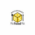 Box food logo design template,unique food logo for any restaurant Royalty Free Stock Photo