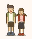 Couple teen standing, Happy cartoon