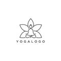 Modern logo in a linear style. Fitness room, spa facilities, lotus flower, Fashion and beauty. Abstract yoga human linear l