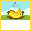 Illustrator of worksheet four banana Royalty Free Stock Photo