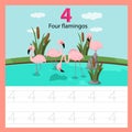 Illustrator of worksheet four flamingos