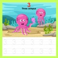 Illustrator of worksheet three octopus Royalty Free Stock Photo