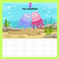 Illustrator of worksheet two jellyfishes