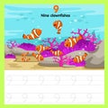 Illustrator of worksheet nine clown fishes