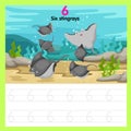 Illustrator of worksheet six stingrays Royalty Free Stock Photo