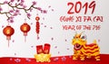 Happy Chinese New Year with Lion dance Royalty Free Stock Photo