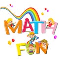 Font design for word math is fun with kids sliding on the rainbow Royalty Free Stock Photo