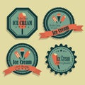 Vector Set of Vintage symbols, Ice Cream Stickers