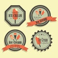 Vector Set of Vintage symbols, Ice Cream Stickers