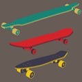 Set longboards and skateboards Royalty Free Stock Photo