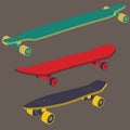 Set longboards and skateboards