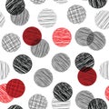 Seamless pattern with hatched circles Royalty Free Stock Photo